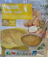 Sopa pollo con fideos
