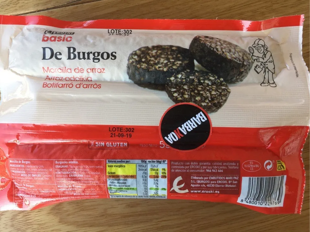 Morcilla de arroz de Burgos
