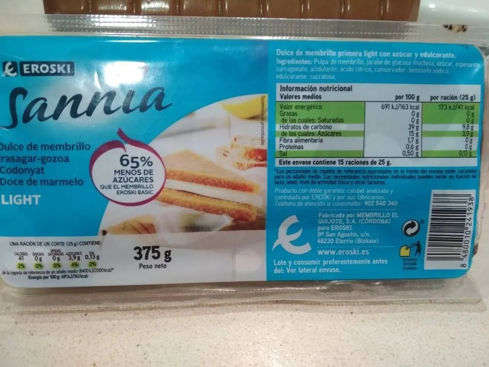 Dulce de membrillo light