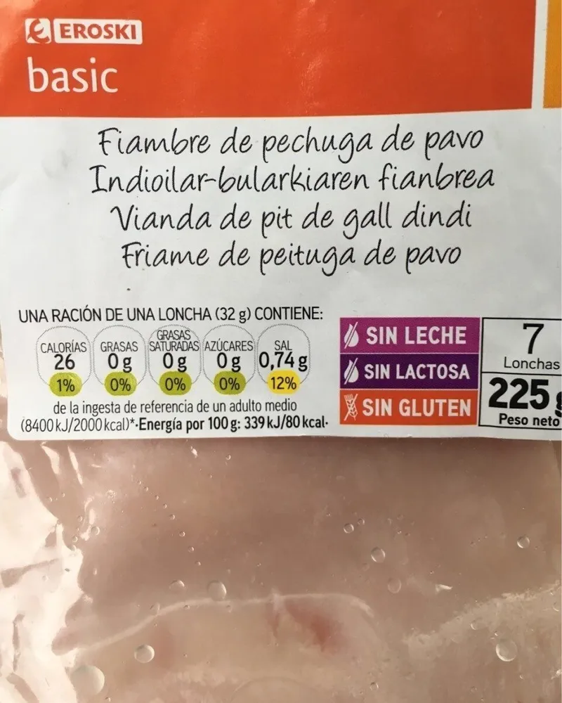 Fiambre de pechuga de pavo cocido