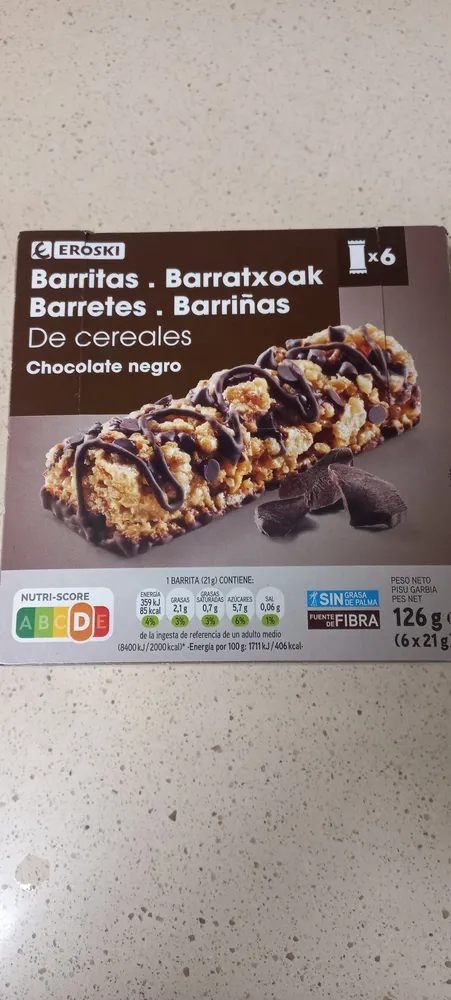 Barritas de cereales chocolate negro