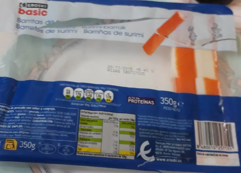 Barritas de surimi