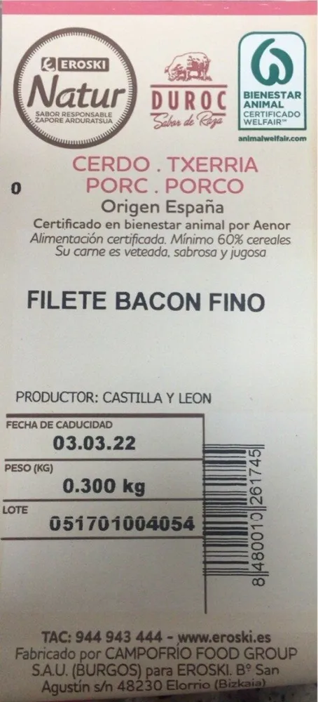 Filete bacon fino