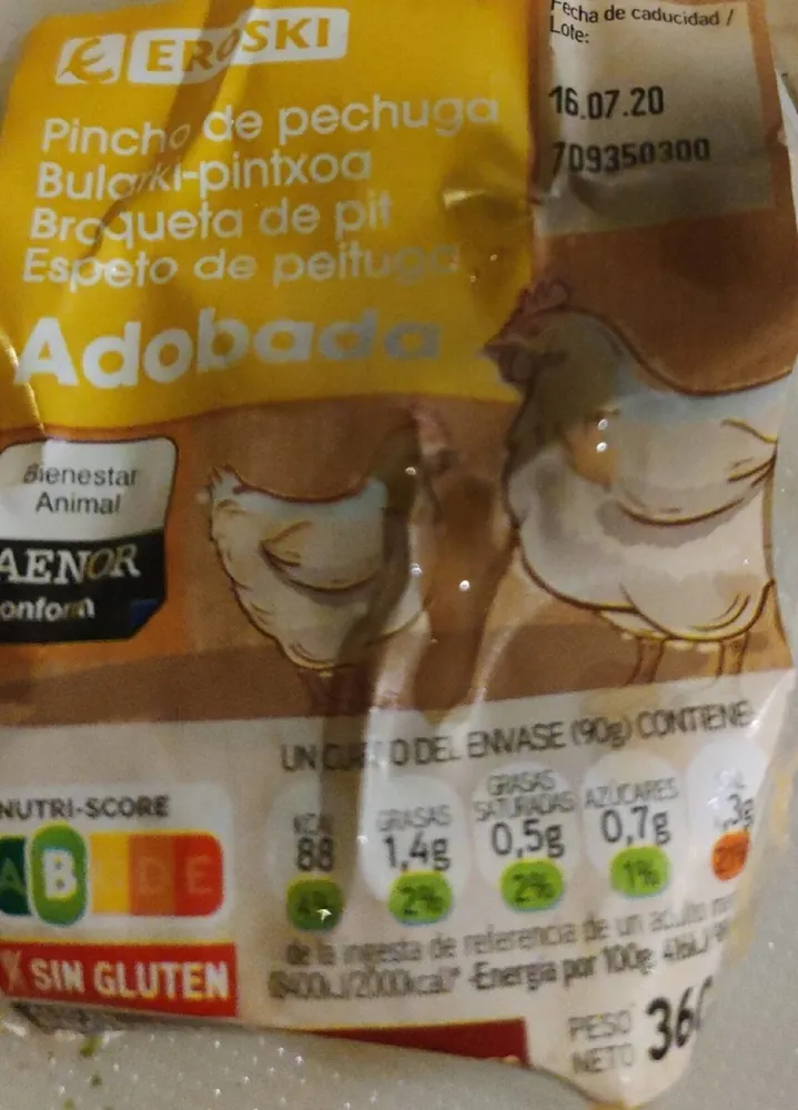 Brocheta pechuga pollo adobada