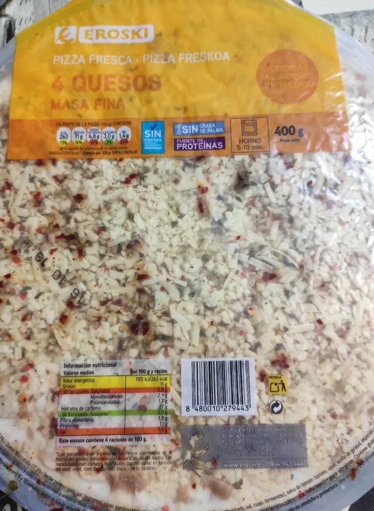 Pizza fresca 4 quesos