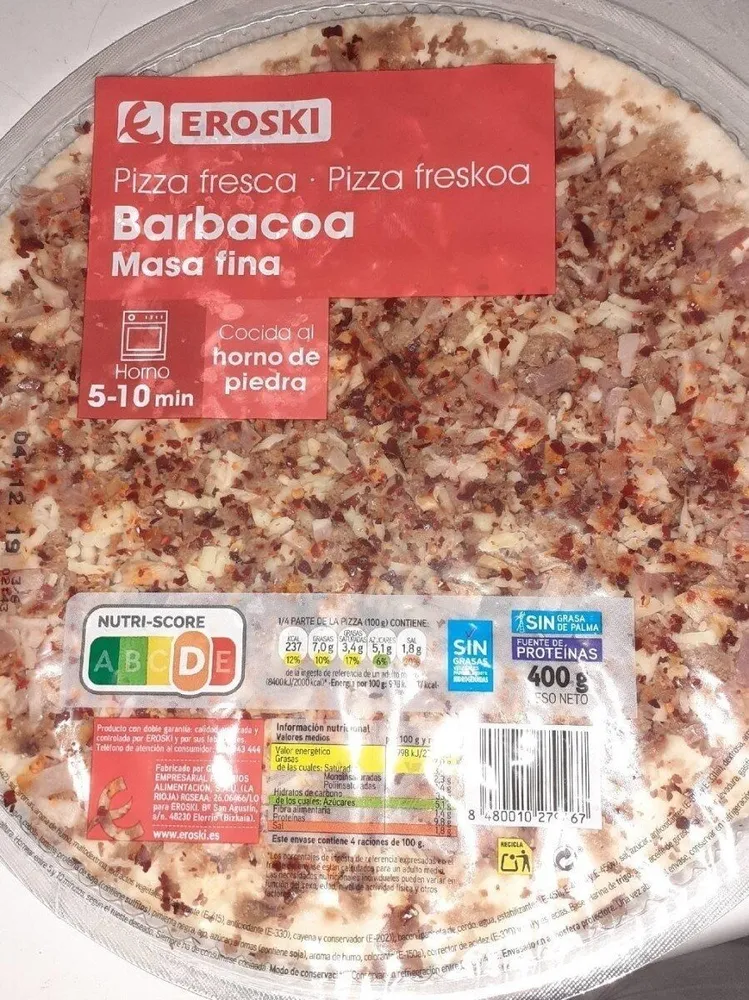 Pizza fresca barbacoa masa fina