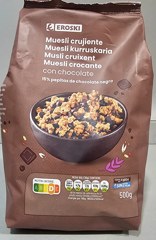 Muesli crujiente con chocolate