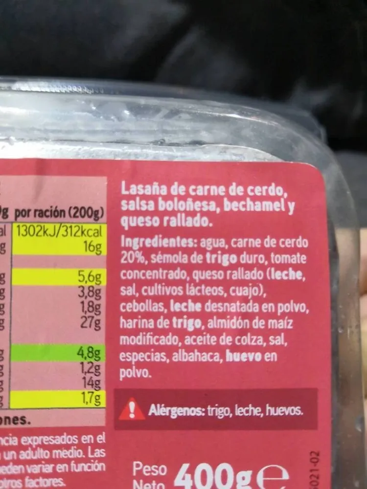Lasaña boloñesa