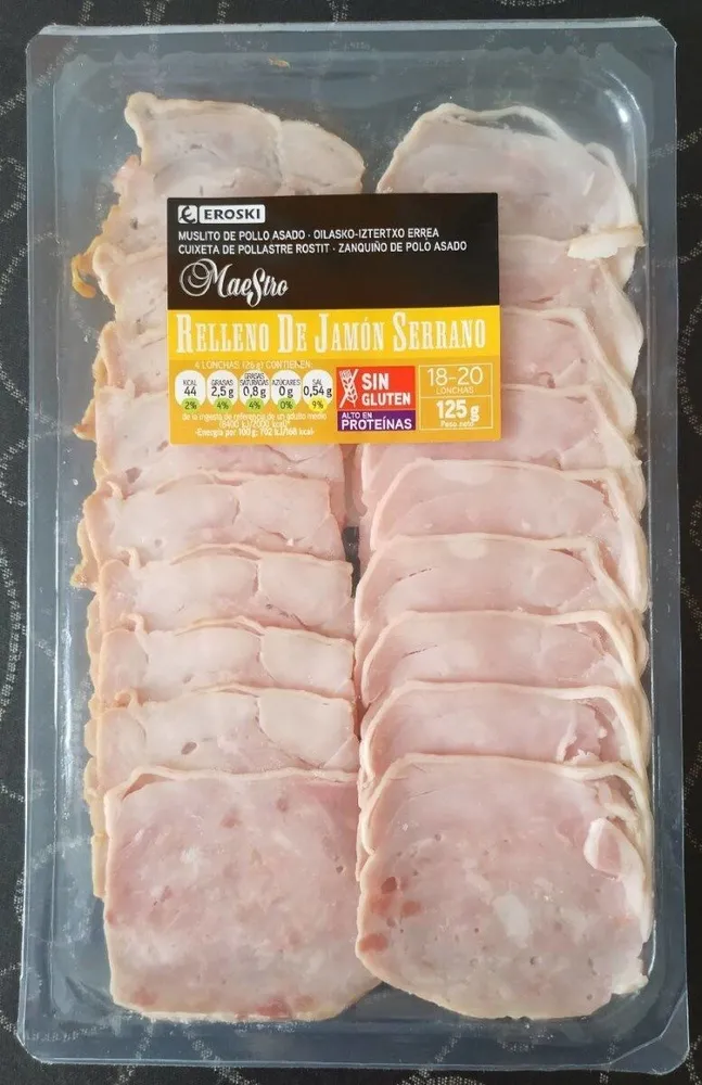 Muslito de pollo asado relleno de jamón serrano