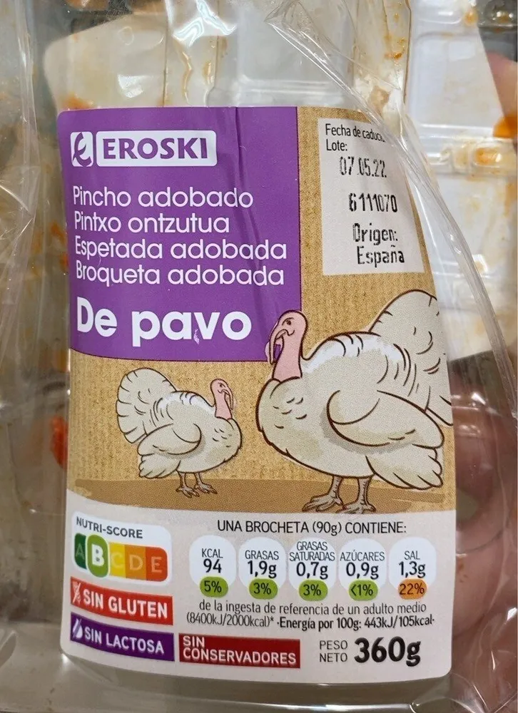 pintxo adobado pavo