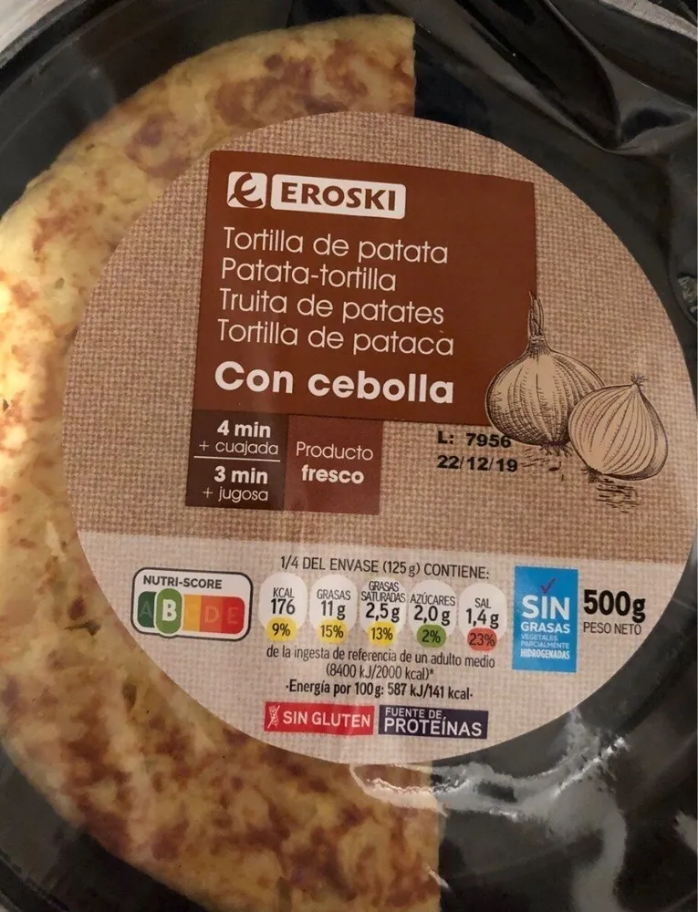 Tortilla de patata con cebolla