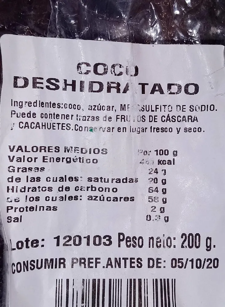 Coco deshidratado