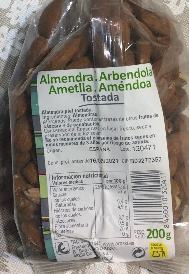 Almendra tostada