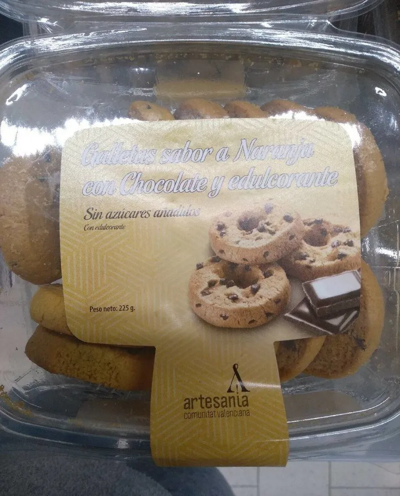 Galletas sabor a naranja con chocolate y edulcorante