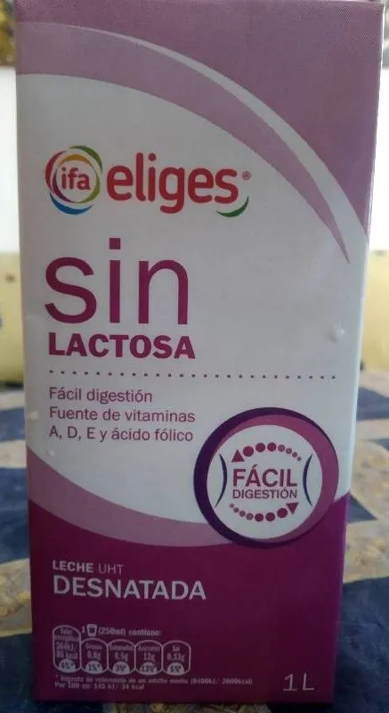 Leche desnatada sin lactosa