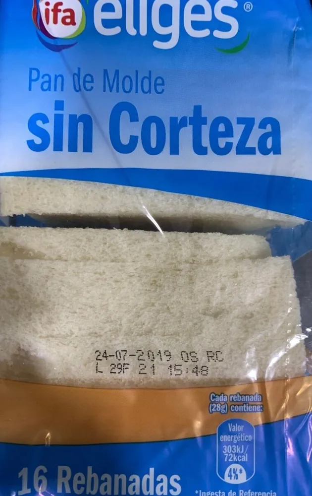 Pan de molde sin corteza