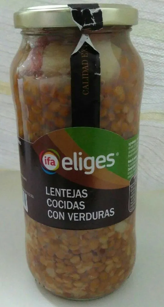 Lentejas cocidas con verdura