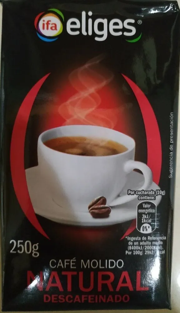 Café molido descafeinado natural