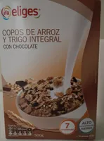 Copos de arroz y trigo integral con chocolate