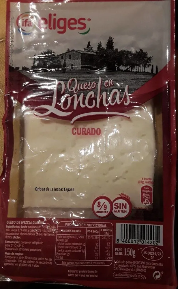 Queso en lonchas curado