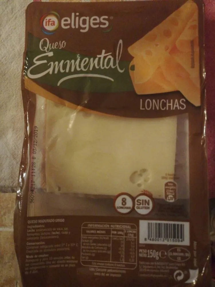 Queso emmental lonchas