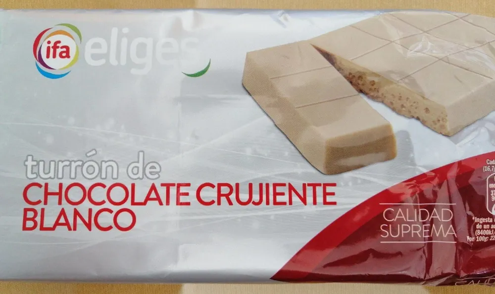 Turrón de chocolate blanco crujiente