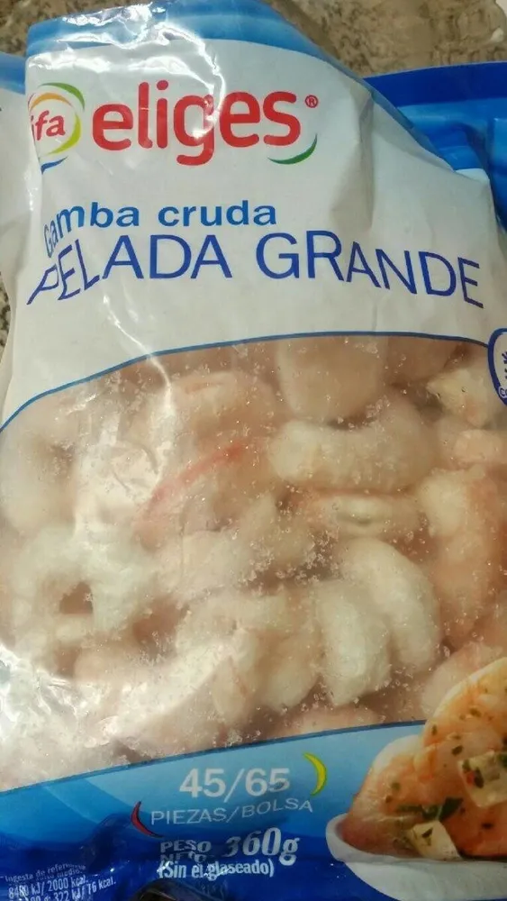Gamba cruda pelada grande