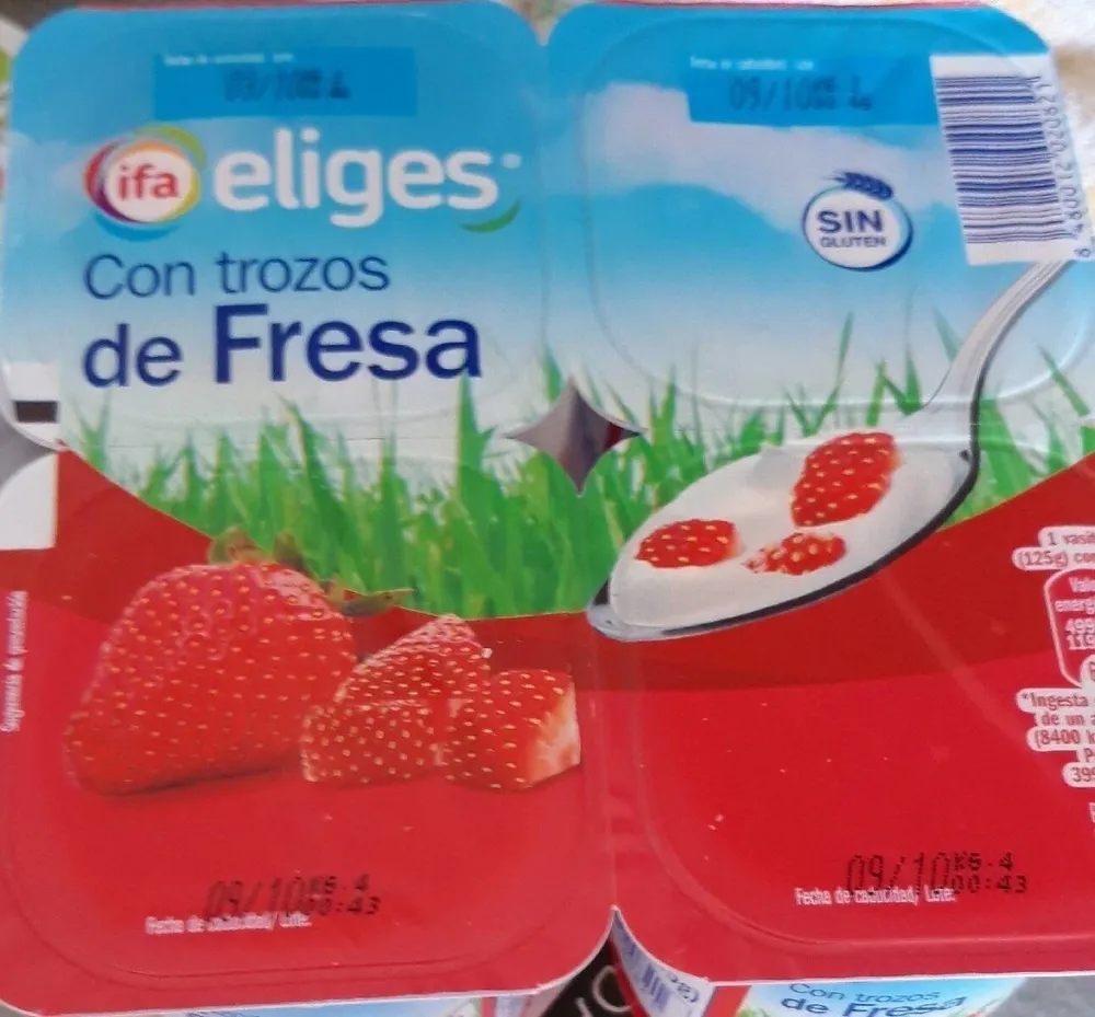 Yogur con trozos de fresa