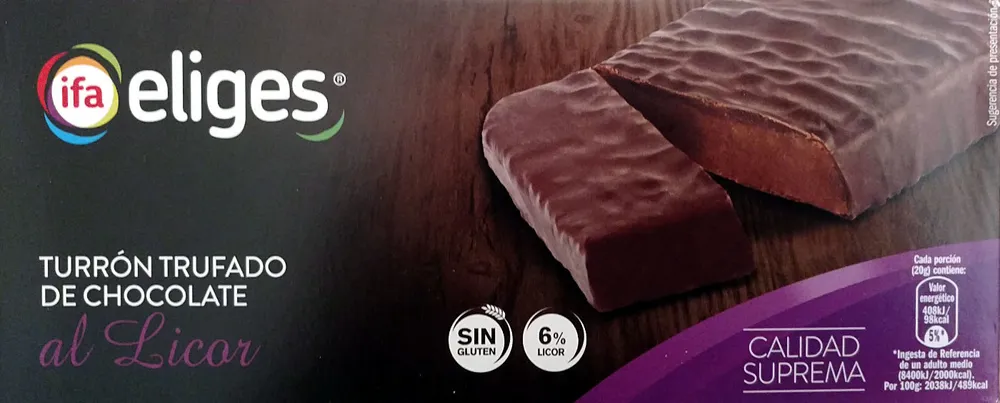 Turrón trufado de chocolate al licor