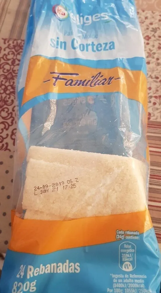 Pan de molde sin corteza