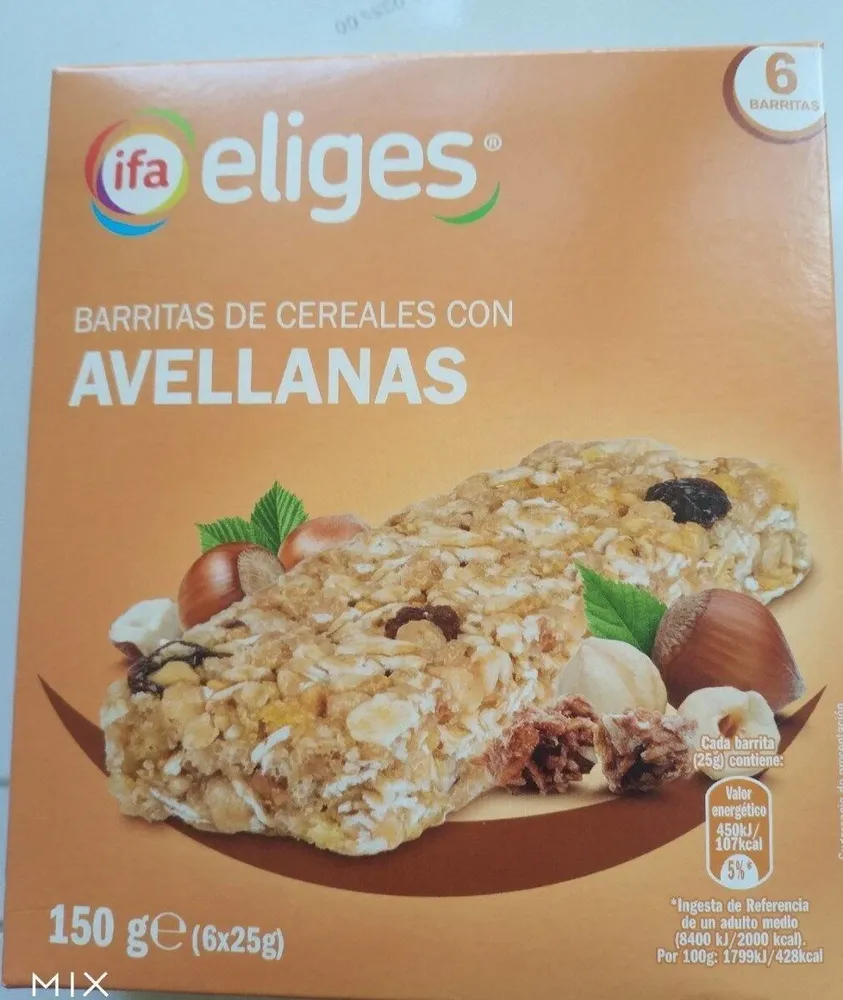 Barrita de cereales con avellanas