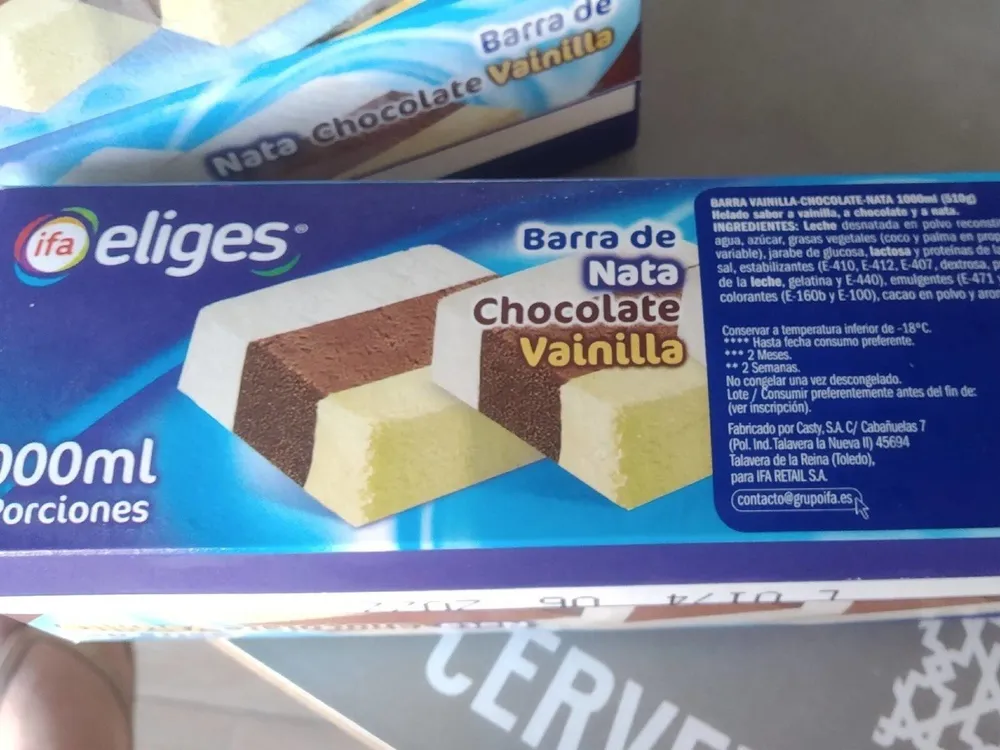 Helado nata chocolate vainilla