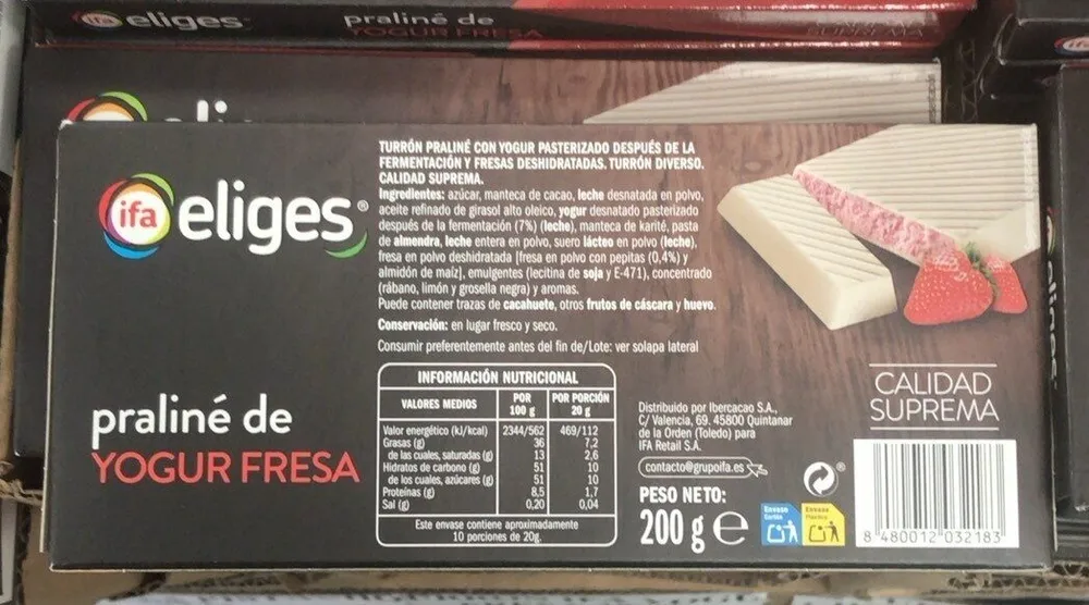 Turron Praline de yogur fresa