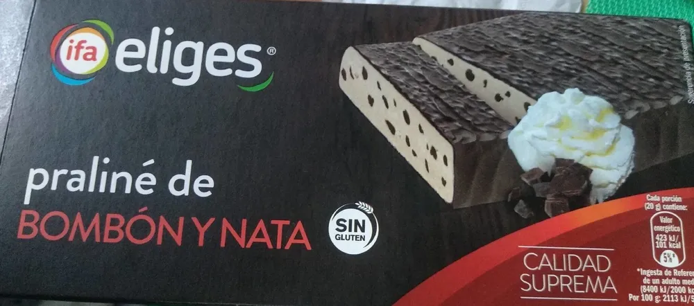 Praliné de bombón y nata