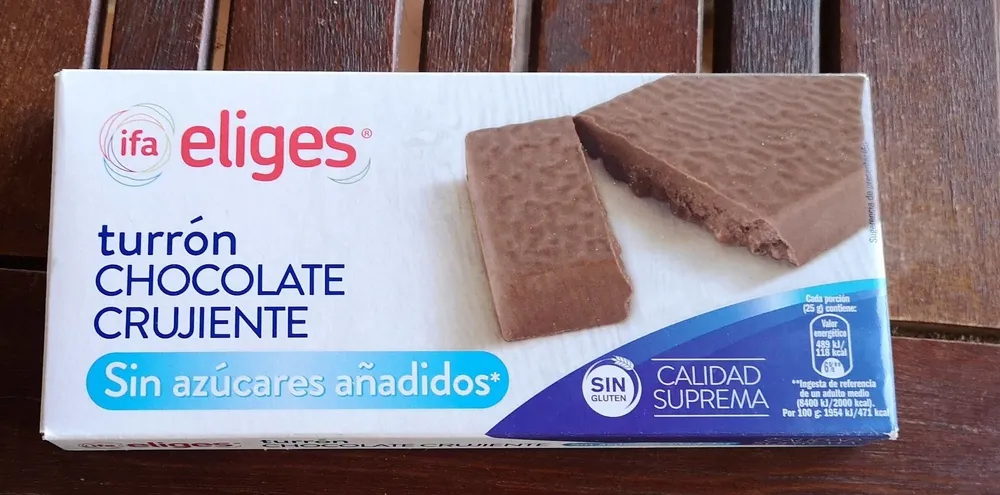 Turrón chocolate crujiente sin azúcar