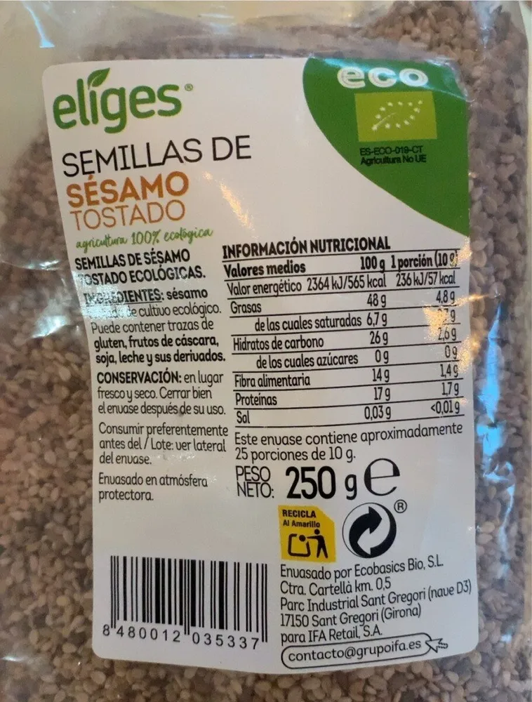Semillas de sésamo tostado
