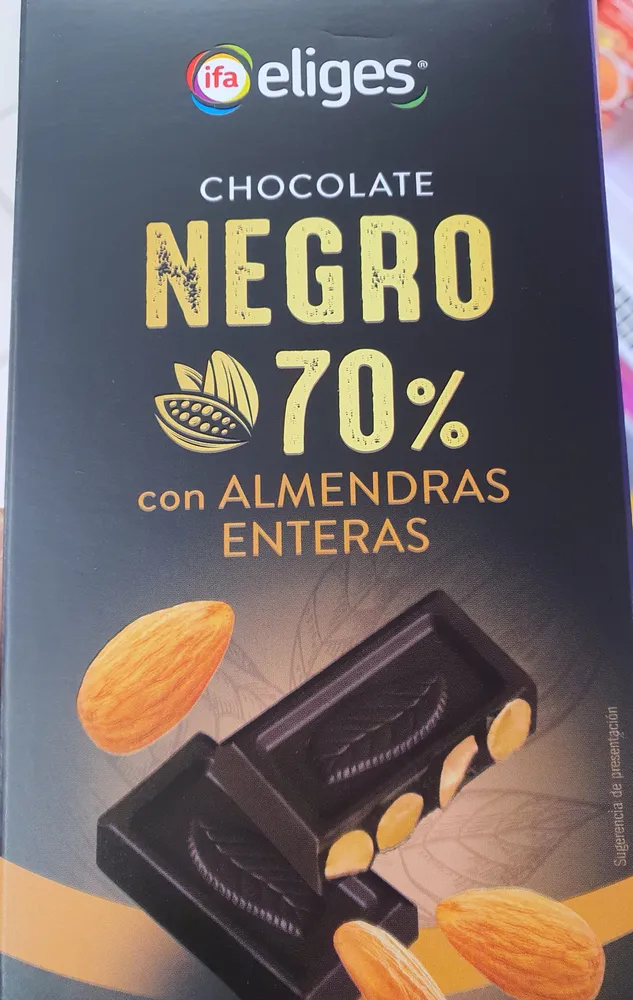 chocolate negro 70% con almendras enteras