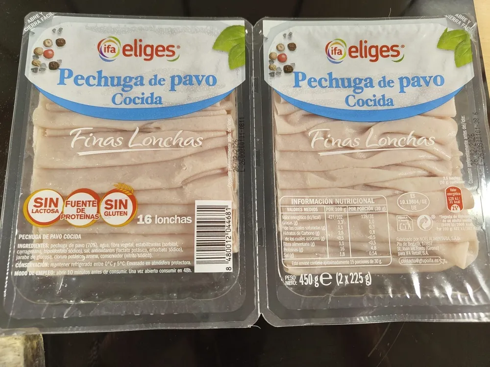 Pechuga de pavo cocida. Finas lonchas