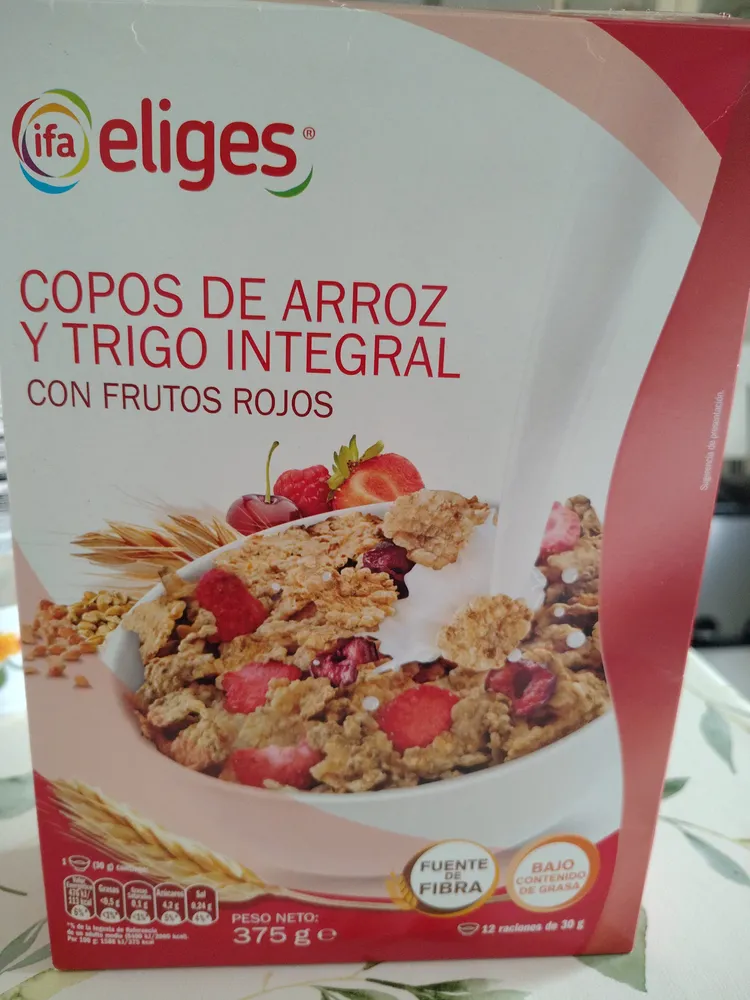 COPOS DE ARROZ Y TRIGO INTEGRAL CON FRUTOS ROJOS