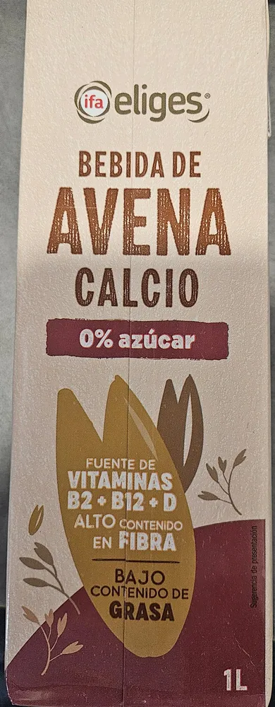 Bebida de avena calcio