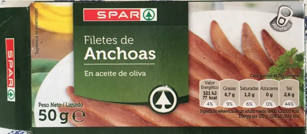 Filetes de anchoas en aceite de oliva