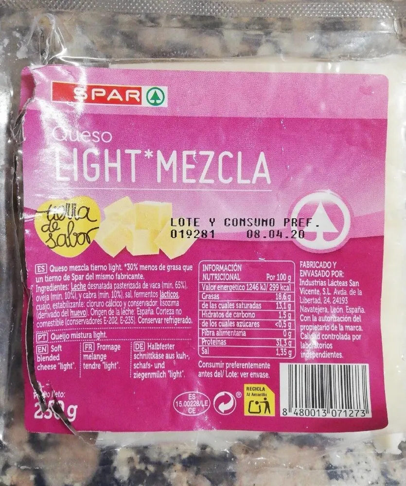 Queso light mezcla
