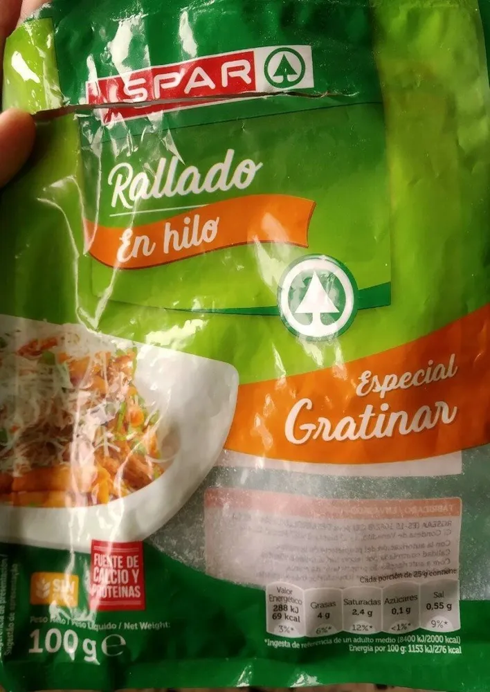 Queso rallado en hilo para gratinar