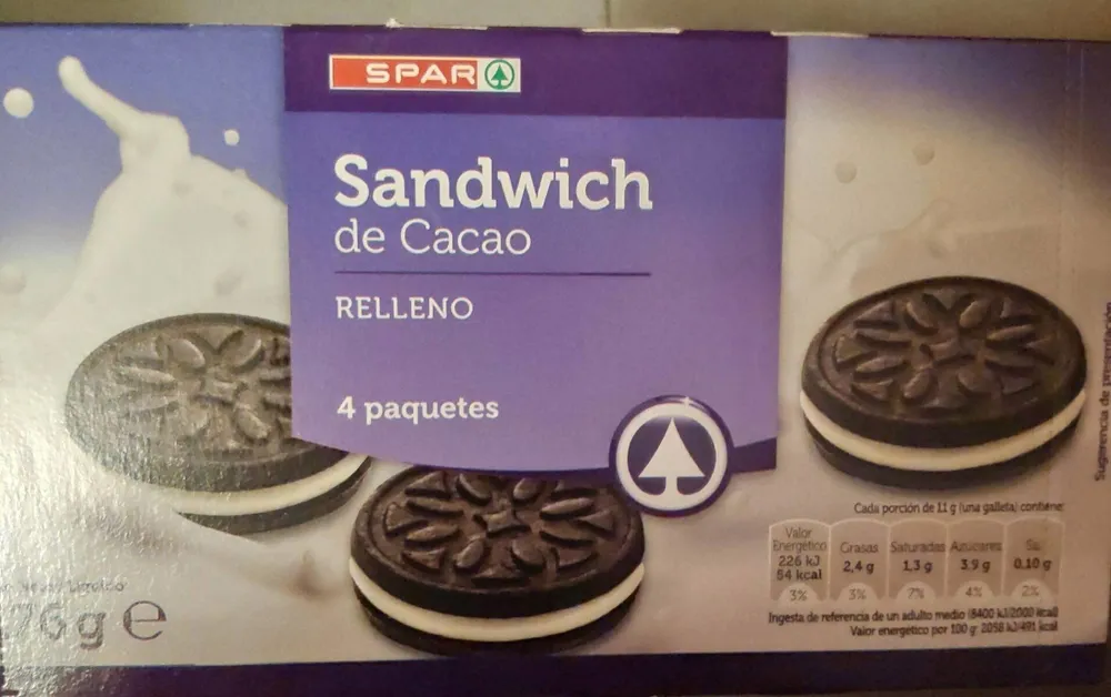Sandwich de cacao relleno