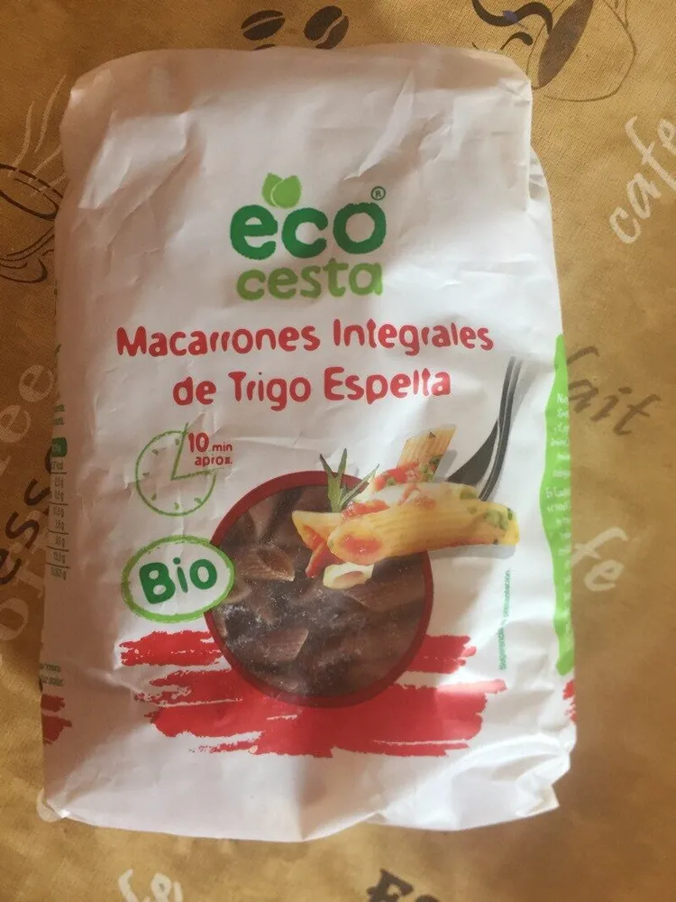 Macarrones integrales de trigo espelta