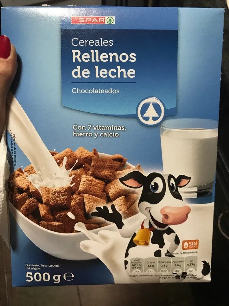Cereales rellenos de leche