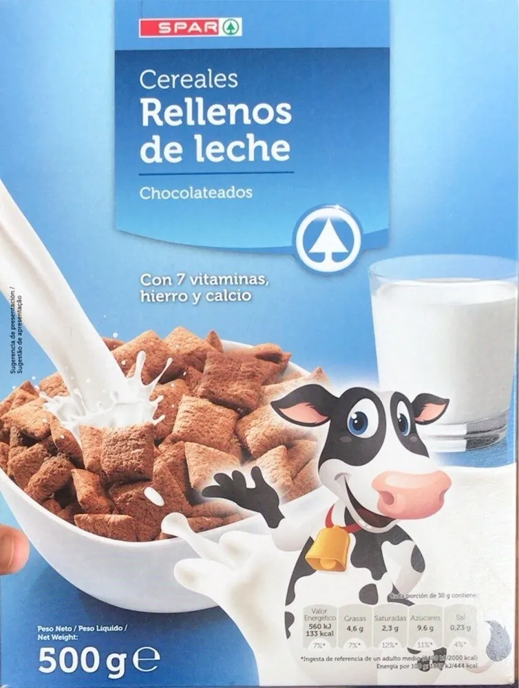 Cereales rellenos de leche