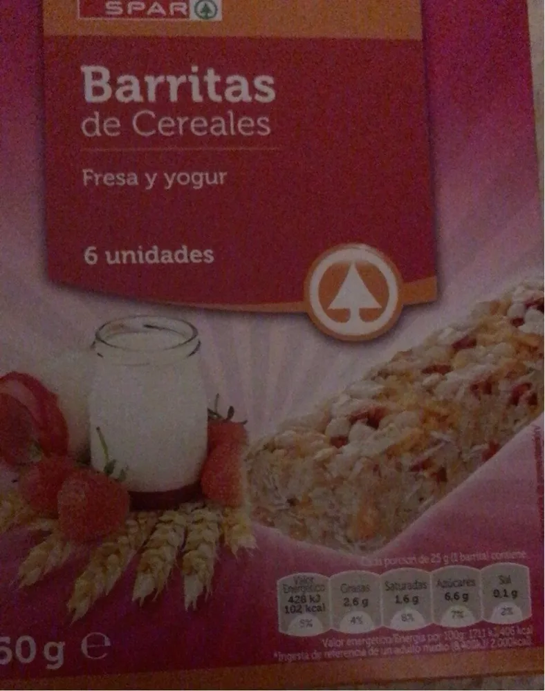 Barritas de cereales fresa y yogur