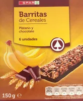 Barritas de cereales platano y chocolate