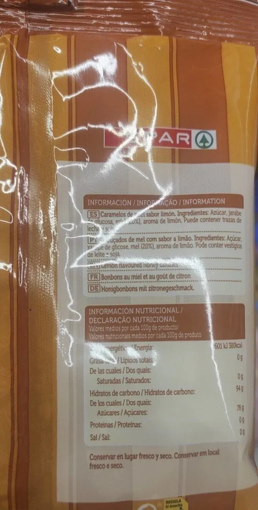 Caramelos miel limón